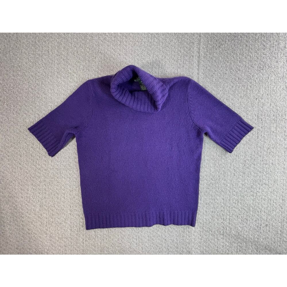 Lauren Ralph Lauren Sz M Wool Cashmere Angora Blend Knit Top Turtleneck